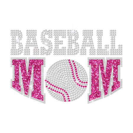 Sparkling Baseball Mom Hotfix Rhinestone Glitter Transfer Design